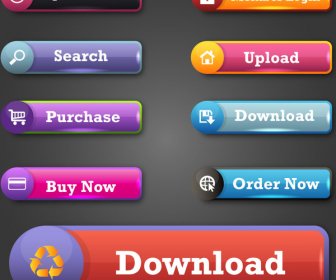 Website Buttons Design With Shiny Colored Tabs