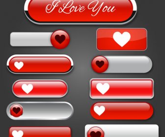 Website Buttons Design With Valentine Style