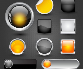 光沢のある色の図形サイト ボタン アイコンのデザイン