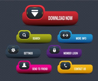 website buttons illustration with modern plastic style
