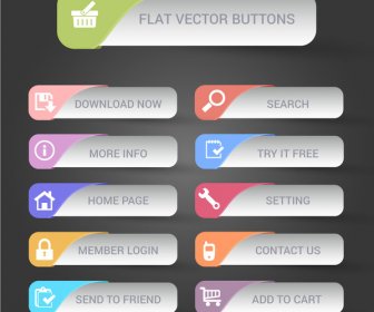 Website Design Flat Buttons Sets