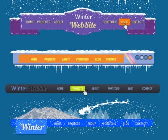 Website Interfaces With Winter Background Design