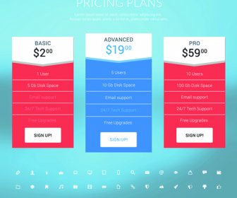 Web Sitesi Fiyatlandırma Planları Afiş Vektör