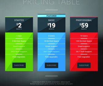 Web Sitesi Fiyatlandırma Planları Afiş Vektör