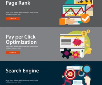 Website Ranking Elements Illustration With Webpage Banners Style
