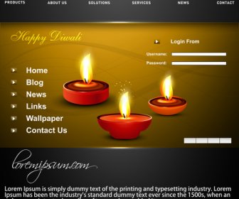 網站範本美麗的快樂排燈節豐富多彩的印度教節日背景