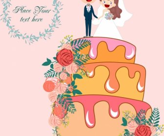Latar Belakang Pernikahan Ikon Kue Krim Dekoratif