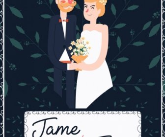 Wedding Background Groom Bride Icons Cartoon Characters