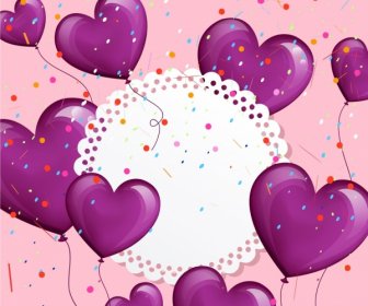 Wedding Background Violet Heart Balloons Decoration