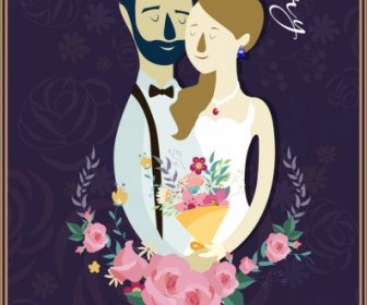 Matrimonio Banner Due Fiori Icone Calligrafico Arredamento