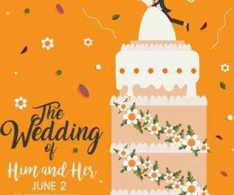 Wedding Banner Layers Cream Cake Icon Decor