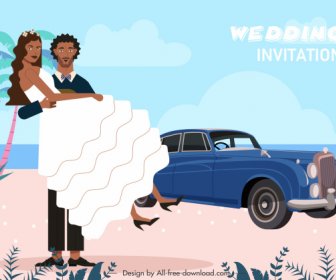 Pernikahan Banner Perkawinan Yang Bahagia Beberapa Kartun Desain Template