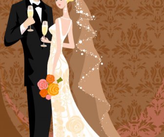Pernikahan Kartu Latar Belakang Vektor