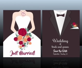 結婚式の花嫁花婿ファッション背景カード カバー テンプレート