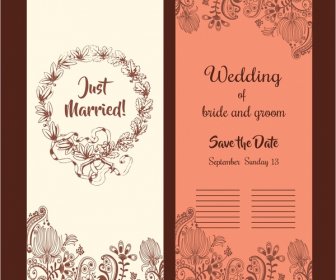 結婚式のカード デザイン花とクラシックなスタイル