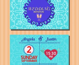 Projeto De Vinheta De Projeto De Cartão De Casamento Em Azul
