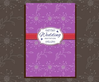 Modèle De Violet Fleurs Classiques De Conception De Carte De Mariage