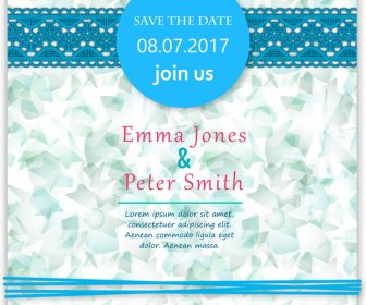 Wedding Card Design With Abstract Blue Background