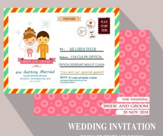 Kart Tasarımı Kartpostal şablonu Ile Düğün