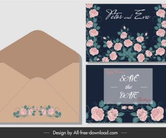 Wedding Card Envelope Template Classical Floral Decor