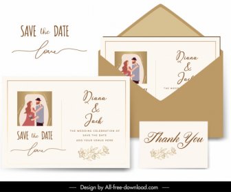 Wedding Card Template Classic Design Marriage Couple Decor