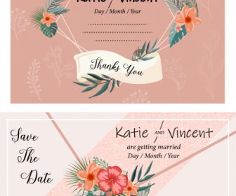 Wedding Card Template Classical Colorful Flora Decor