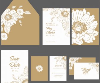 Wedding Card Template Classical Elegant Botanical Decor