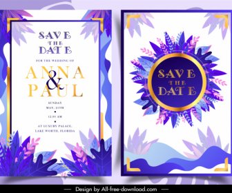 Wedding Card Template Colorful Leaves Decor Classic Design
