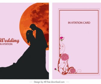 Wedding Card Template Couple Silhouette Moon Decor