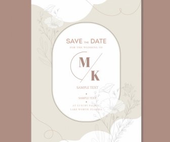 Wedding Card Template Elegant Blurred Classical Botanical Decor