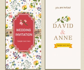 Wedding Card Template Elegant Bright Colorful Botanical Decor