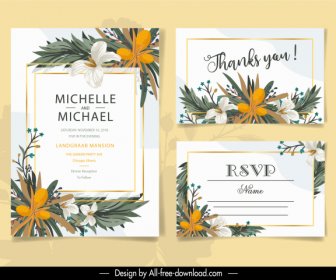 Wedding Card Template Elegant Classic Floral Decor