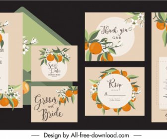 Template Kartu Pernikahan Dekorasi Buah Oranye Klasik Yang Elegan