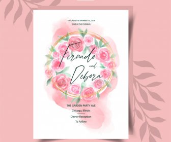 Modelo De Cartão De Casamento Elegante Decoração Rosas Clássicas