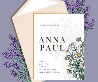 Wedding Card Template Elegant Classical Botanical Decor