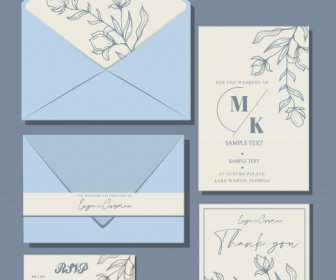 Hochzeitskarte Vorlage Elegante Handgezeichnete Botanik Klassisches Design