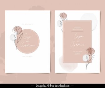 Template Kartu Pernikahan Dekorasi Bunga Handdrawn Yang Elegan