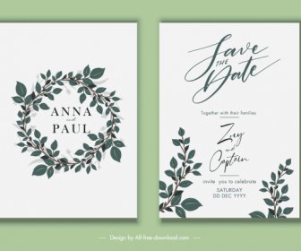 Wedding Card Template Elegant Leaf Wreath Decor