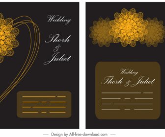 Wedding Card Template Golden Black Petals Decor