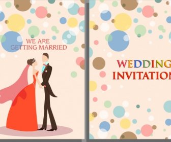 Wedding Card Template Marriage Couple Colorful Round Decor