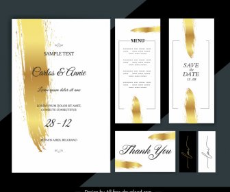 Wedding Card Template Modern Grunge Yellow White Design