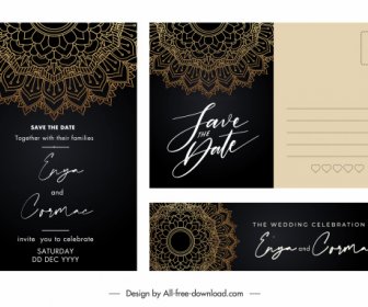 Wedding Card Templates Classical Elegant Dark Decor