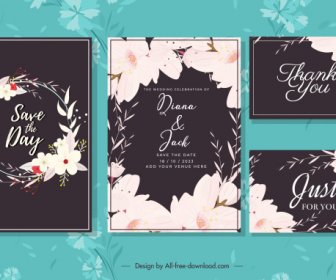 Wedding Card Templates Dark Elegant Floral Decor