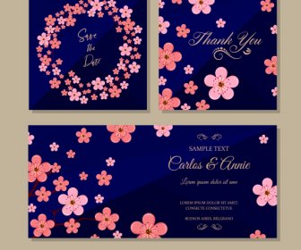 Template Kartu Pernikahan Dekorasi Elegan Cherry Blossom