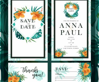 Wedding Card Templates Elegant Classic Floral Leaves Decor