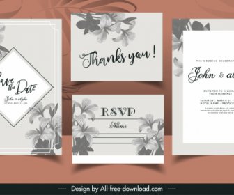 Wedding Card Templates Elegant Classic Grey Petals Decor