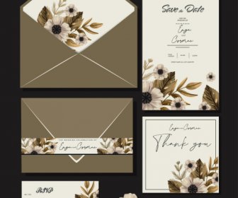 Wedding Card Templates Elegant Classical Botanical Decor