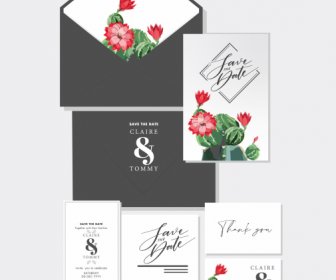 Wedding Card Templates Elegant Classical Cactus Botany Decor