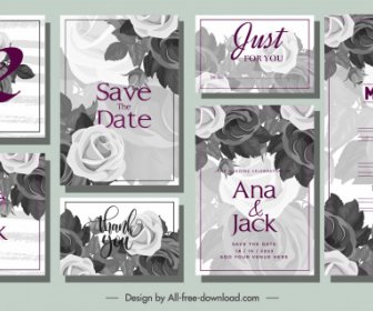 Wedding Card Templates Elegant Classical Grey Roses Decor