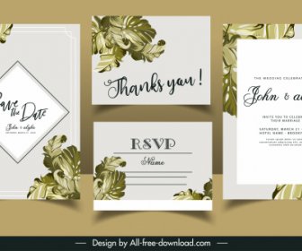 Wedding Card Templates Elegant Classical Leaves Decor